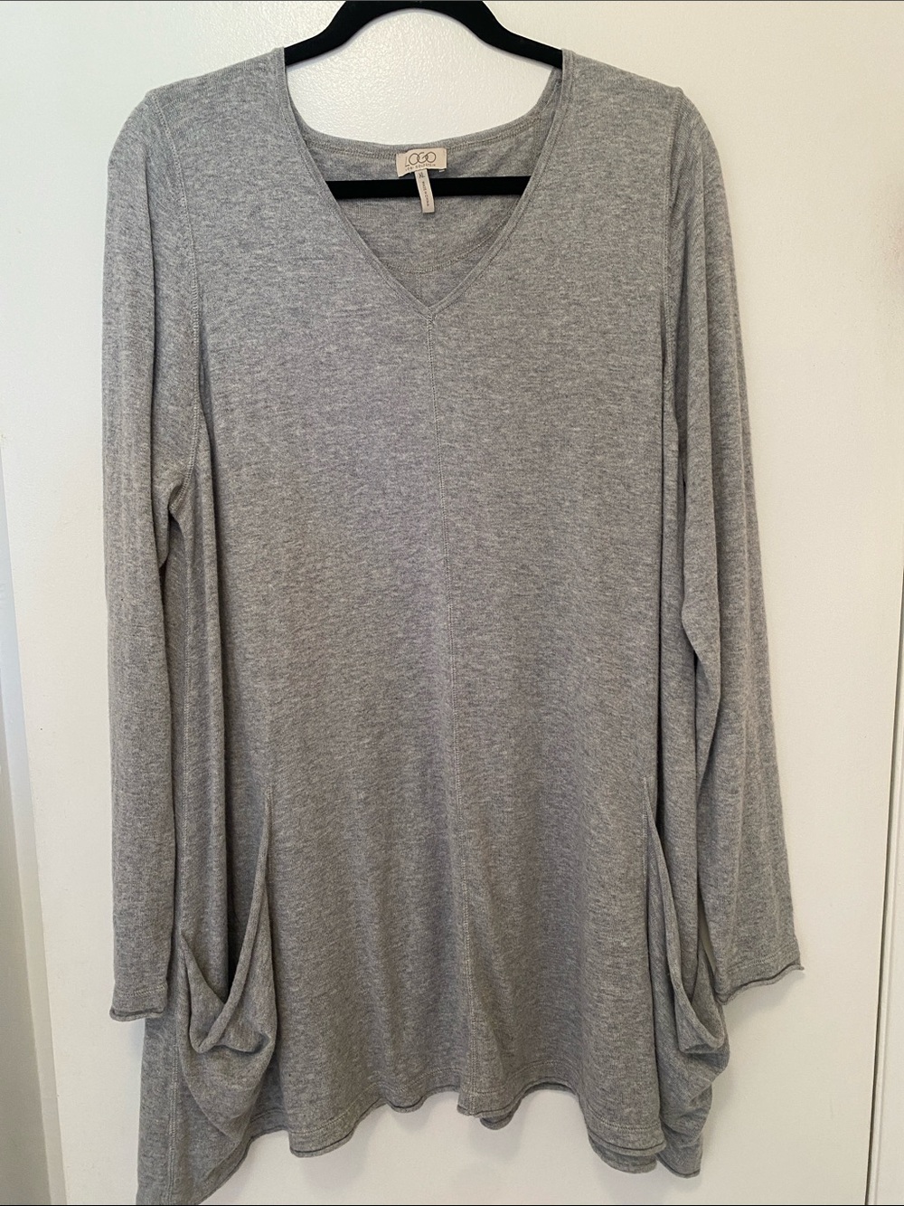 LOGO by Lori Goldstein Heather Gray V-Neck Long Sleeve Tunic XL